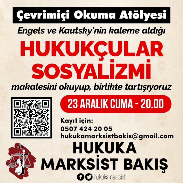 Çevrimiçi Okuma Atölyesi: HUKUKÇULAR SOSYALİZMİ (Engels & Kautsky)